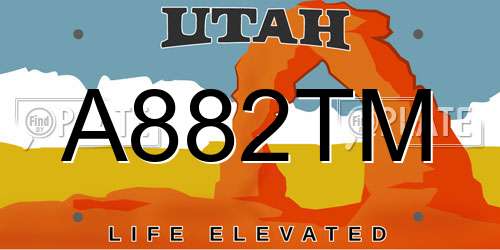 A882TM Utah License Plate