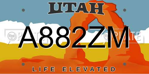 A882ZM Utah License Plate