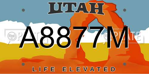 A8877M Utah License Plate