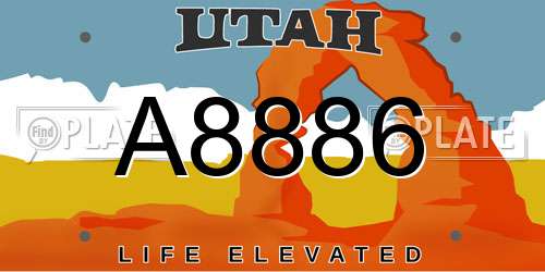 A8886 Utah License Plate