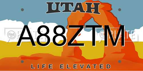 A88ZTM Utah License Plate