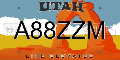 A88ZZM Utah License Plate