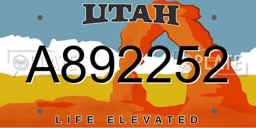 A892252 Utah License Plate