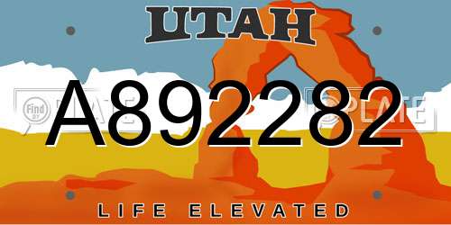 A892282 Utah License Plate