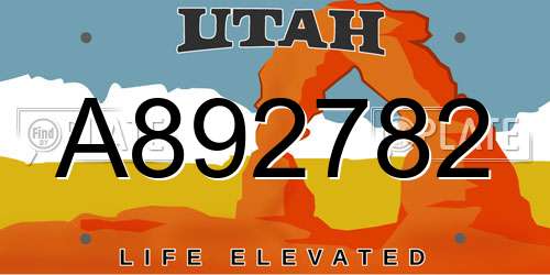 A892782 Utah License Plate