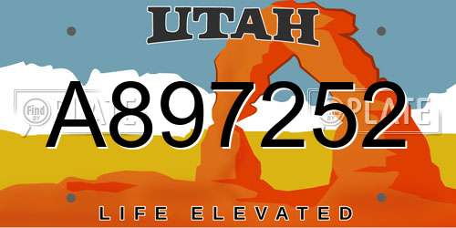 A897252 Utah License Plate