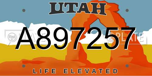 A897257 Utah License Plate