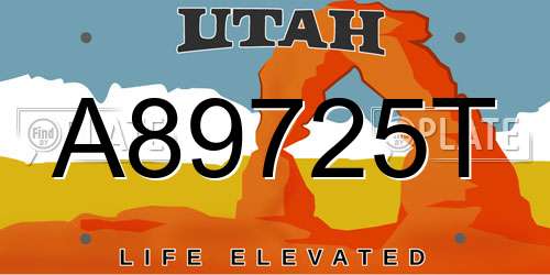 A89725T Utah License Plate