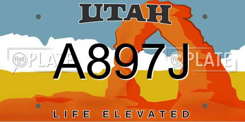 A897J Utah License Plate