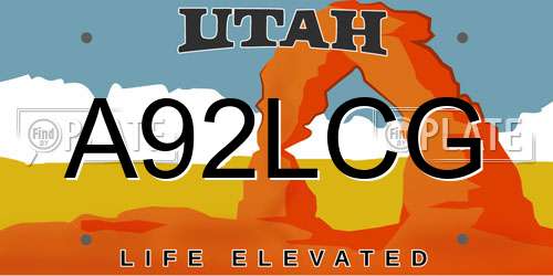 A92LCG Utah License Plate