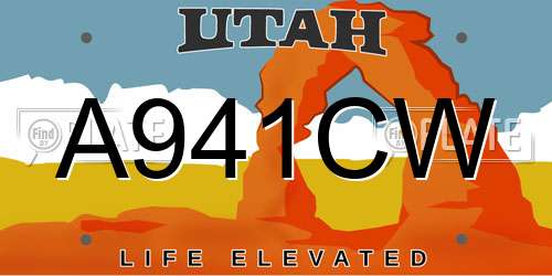 A941CW Utah License Plate
