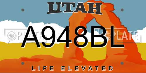 A948BL Utah License Plate
