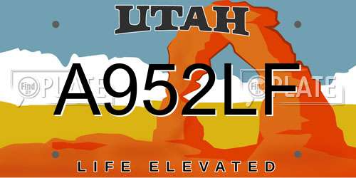 A952LF Utah License Plate