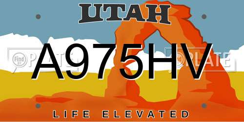 A975HV Utah License Plate