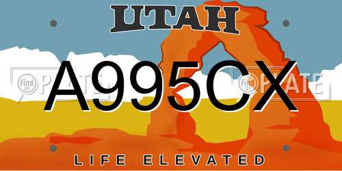 A995CX Utah License Plate