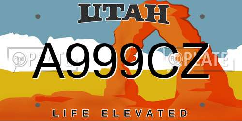 A999CZ Utah License Plate