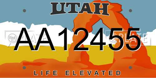 AA12455 Utah License Plate