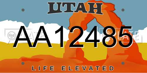 AA12485 Utah License Plate