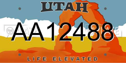 AA12488 Utah License Plate