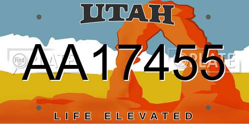 AA17455 Utah License Plate