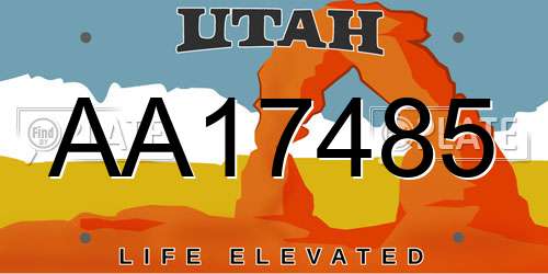 AA17485 Utah License Plate