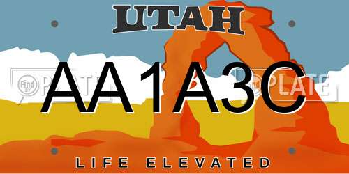 AA1A3C Utah License Plate