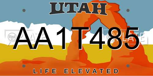 AA1T485 Utah License Plate