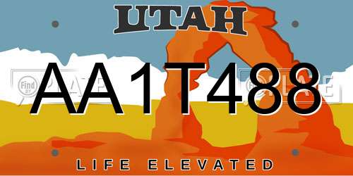AA1T488 Utah License Plate