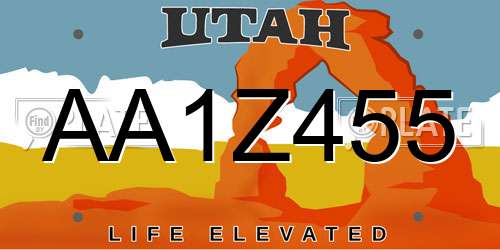 AA1Z455 Utah License Plate