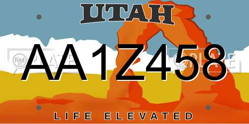 AA1Z458 Utah License Plate