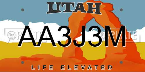AA3J3M Utah License Plate