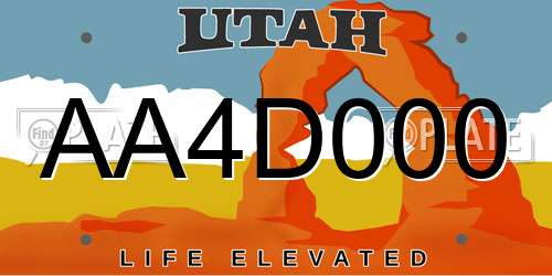 AA4D000 Utah License Plate