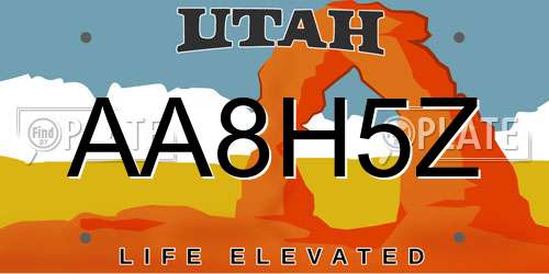 AA8H5Z Utah License Plate