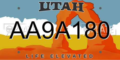 AA9A180 Utah License Plate