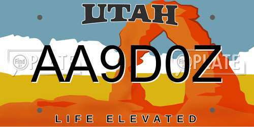 AA9D0Z Utah License Plate