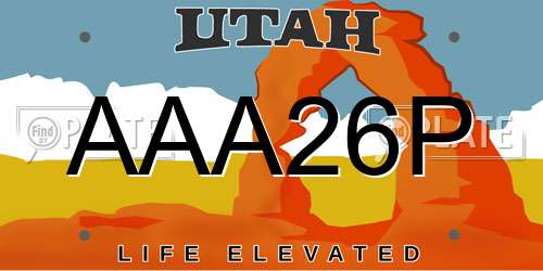 AAA26P Utah License Plate
