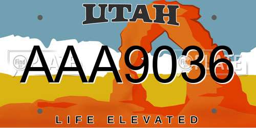 AAA9036 Utah License Plate