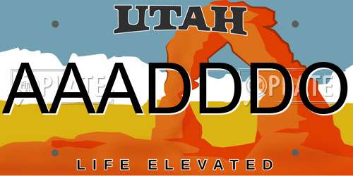 AAADDDO Utah License Plate