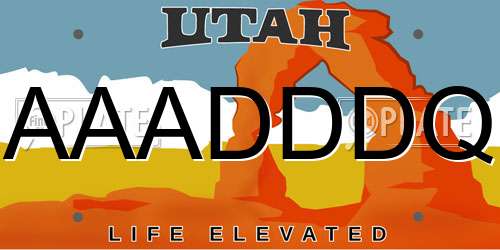 AAADDDQ Utah License Plate