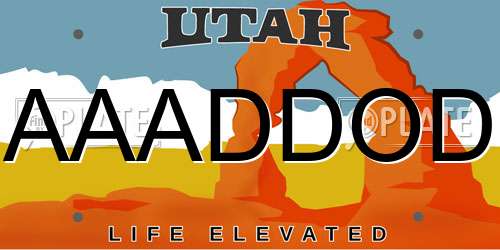 AAADDOD Utah License Plate