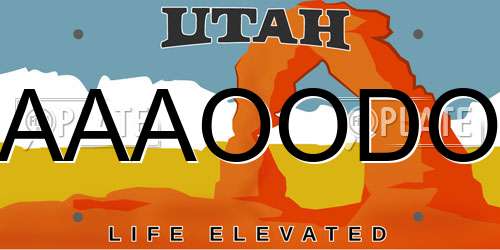 AAAOODO Utah License Plate