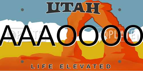 AAAOOOO Utah License Plate