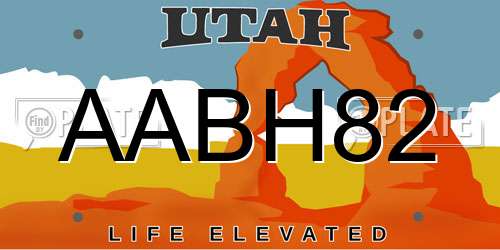 AABH82 Utah License Plate