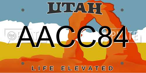 AACC84 Utah License Plate