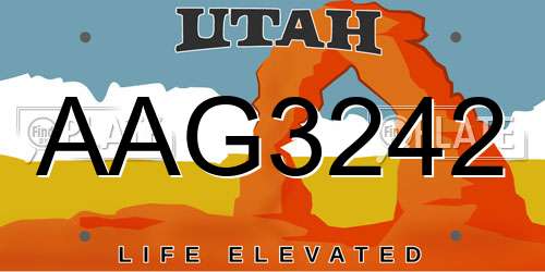 AAG3242 Utah License Plate