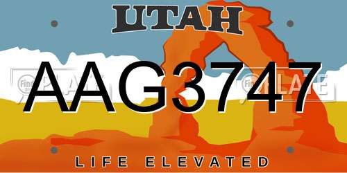 AAG3747 Utah License Plate