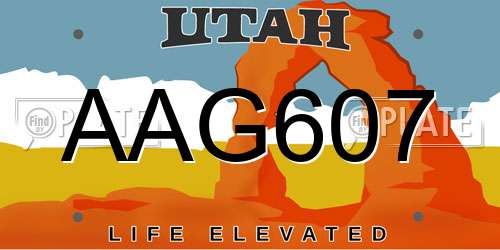 AAG607 Utah License Plate