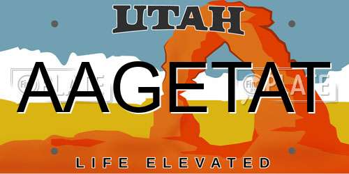 AAGETAT Utah License Plate