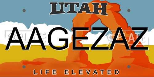 AAGEZAZ Utah License Plate