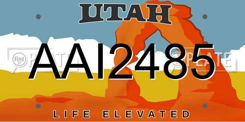 AAI2485 Utah License Plate
